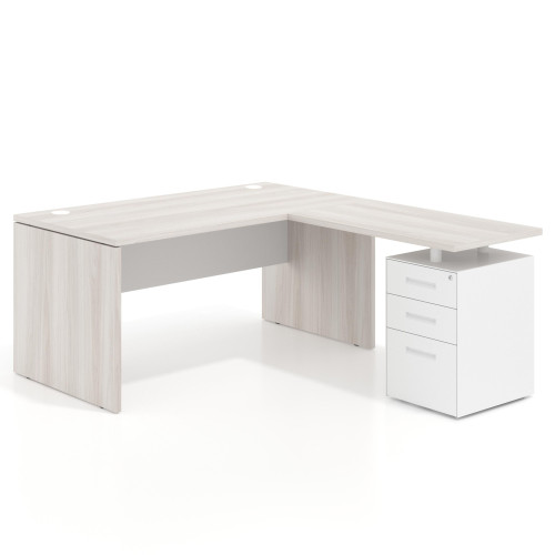 Mesa de escritorio con cajones Work fondo 80, frontales metal, estructura bicolor - 140x180