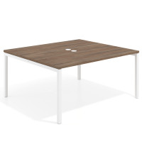 Mesa para reunión o trabajo, encimera continua fondo 142 cm estructura blanco - NOCE SABI, 120x142
