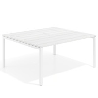 Mesa para reunión o trabajo, encimera continua fondo 142 cm estructura blanco - ALBO, 160x142
