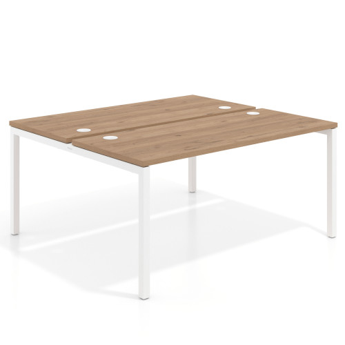 Mesa oficina multipuesto bench Kube fondo 142cm estructura blanca - 100x142