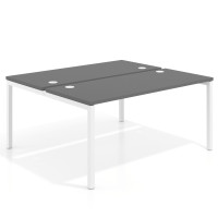 Mesa oficina multipuesto bench Kube fondo 142cm estructura blanca - GRIS TORMENTA, 140x142