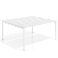 Mesa oficina multipuesto bench Kube fondo 142cm estructura blanca - ALBO, 140x142