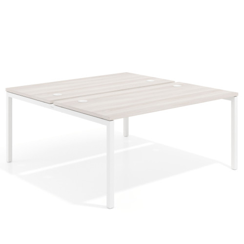 Mesa oficina multipuesto bench Kube fondo 166 cm estructura blanca - 100x166