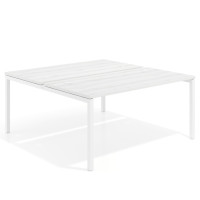 Mesa oficina multipuesto bench Kube fondo 166 cm estructura blanca - ALBO, 140x166