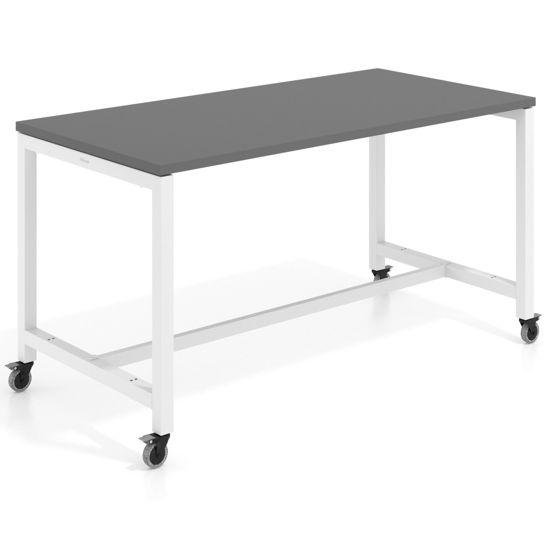 mesa de colectividad 100x80 gris tormenta kube mesa expositor con ruedas recto 1