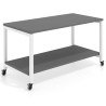 mesa de colectividad 140x80 gris tormenta kube mesa expositor 2 alturas con ruedas recto 1