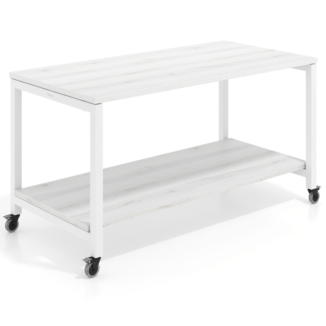 mesa de colectividad 140x80 albo kube mesa expositor 2 alturas con ruedas recto 1