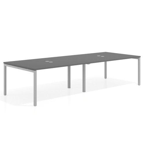 Mesa para coworking encimera continua doble Kube, fondo 126 cm, estructura aluminio - 240x126