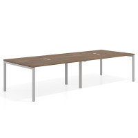 Mesa para coworking encimera continua doble Kube, fondo 126 cm, estructura aluminio - NOCE SABI, 360x126