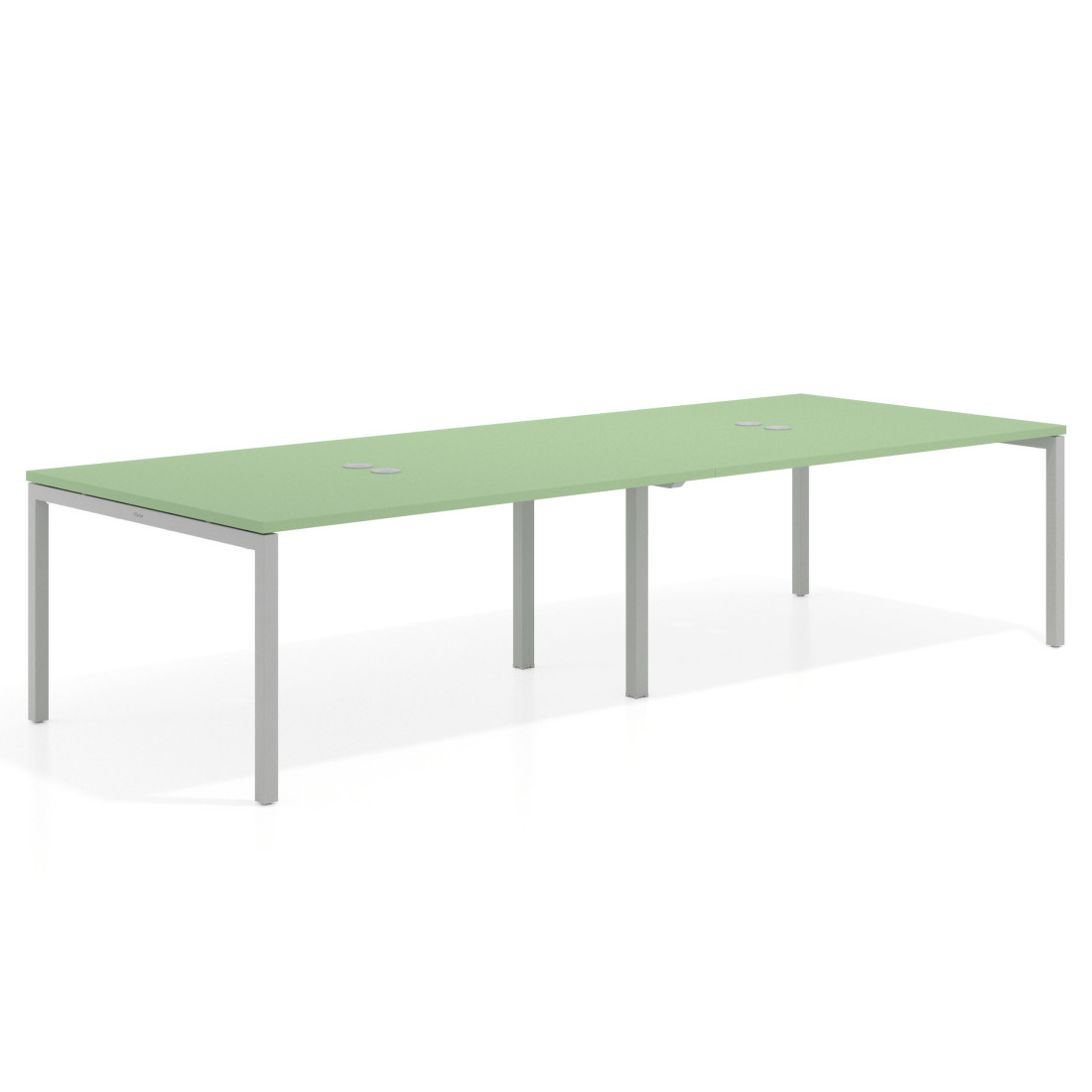 mesa multipuesto 240x126 verde talco kube mesa coworking doble fondo 126cm recto 1