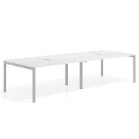 Mesa para coworking encimera continua doble Kube, fondo 126 cm, estructura aluminio - ALBO, 360x126