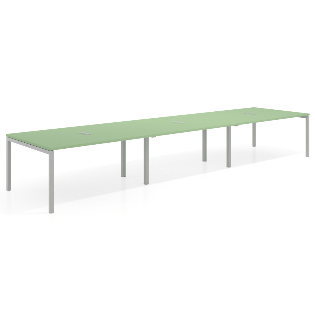 mesa multipuesto 420x126 verde talco kube mesa coworking triple fondo 126cm recto 1