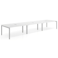 Mesa para coworking encimera continua triple Kube, fondo 126 cm, estructura aluminio - ALBO, 540x126