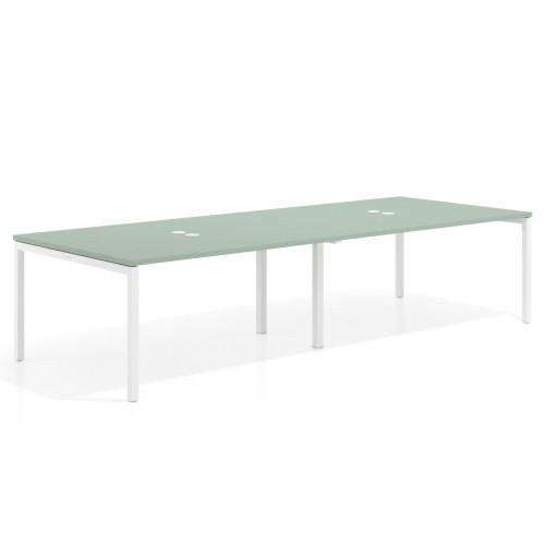 Mesa para coworking encimera continua doble Kube, fondo 126 cm, estructura blanca - 240x126