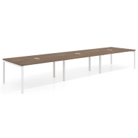 Mesa para coworking encimera continua triple Kube, fondo 126 cm, estructura blanca - NOCE SABI, 540x126