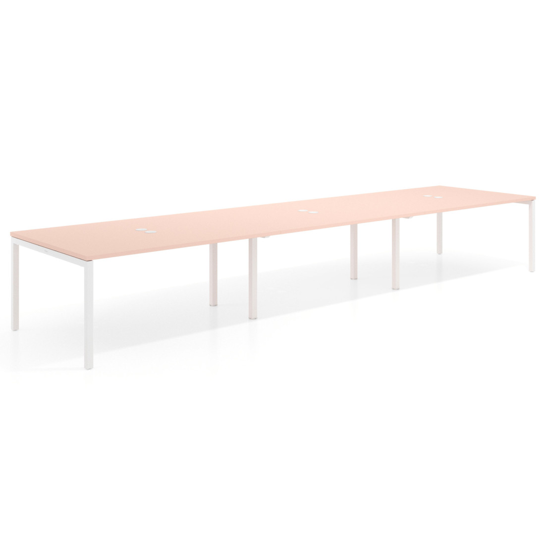 mesa multipuesto 360x126 rosa nube kube mesa coworking triple fondo 126cm recto 1