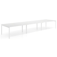 Mesa para coworking encimera continua triple Kube, fondo 126 cm, estructura blanca - ALBO, 540x126