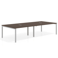Mesa de reuniones doble Kube, encimera continua, fondo 142 cm, estructura aluminio - MISTRAL, 240x142