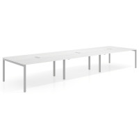 Mesa de reuniones triple Kube, encimera continua, fondo 142 cm, estructura aluminio - ALBO, 480x142