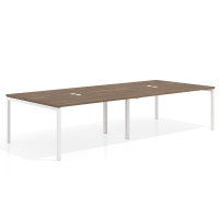 Mesa de reuniones doble Kube, encimera continua, fondo 142 cm, estructura blanca - NOCE SABI, 240x142