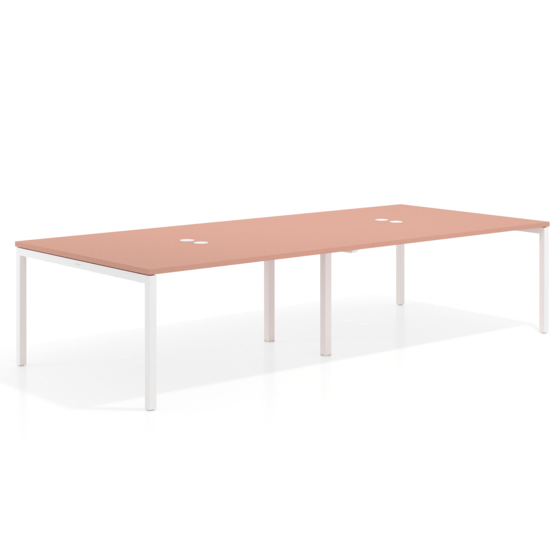 mesa co working 240x142 rosa talco kube mesa coworking doble fondo 142cm recto 1