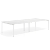 Mesa de reuniones doble Kube, encimera continua, fondo 142 cm, estructura blanca - ALBO, 320x142