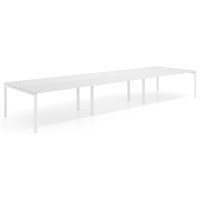 Mesa de reuniones triple Kube, encimera continua, fondo 142 cm, estructura blanca - ALBO, 480x142