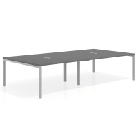 Mesa para coworking Kube doble, encimera continua fondo 166 cm, estructura aluminio - GRIS TORMENTA, 320x166