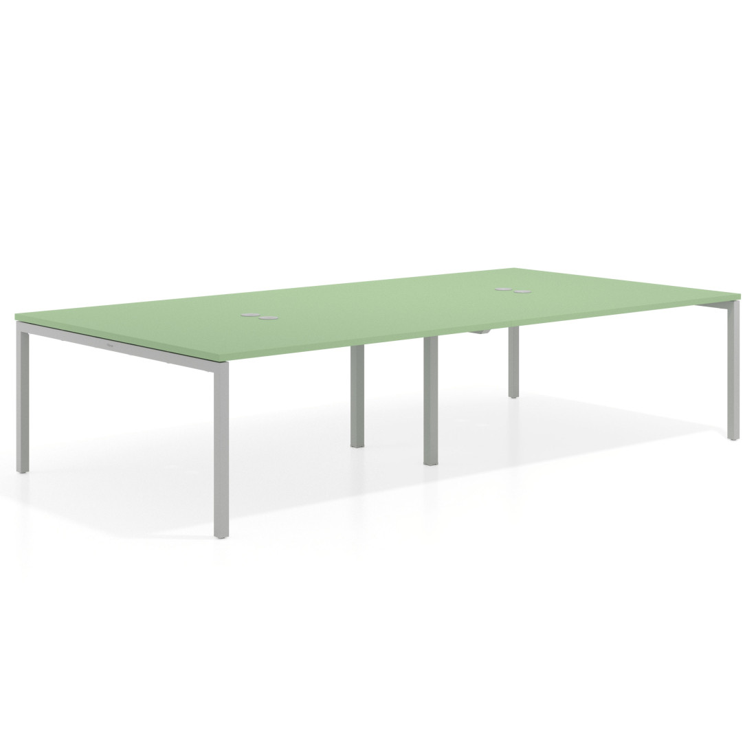 mesa multipuesto 240x166 verde talco kube mesa coworking doble fondo 166cm recto 1