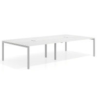 Mesa para coworking Kube doble, encimera continua fondo 166 cm, estructura aluminio - ALBO, 320x166