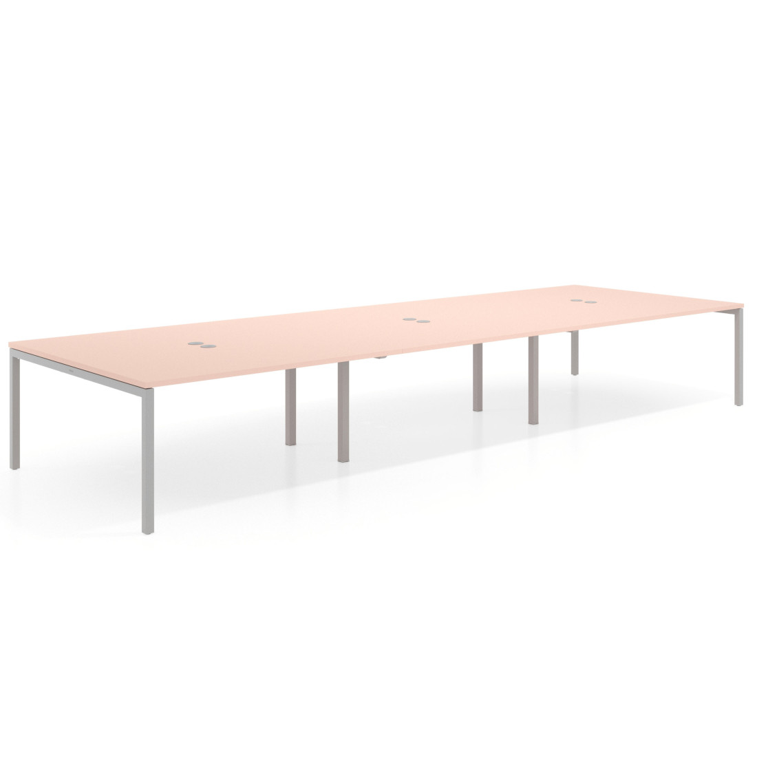 mesa multipuesto 360x166 rosa nube kube mesa coworking triple fondo 166cm recto 1