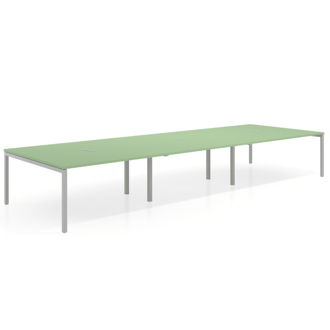 mesa multipuesto 360x166 verde talco kube mesa coworking triple fondo 166cm recto 1