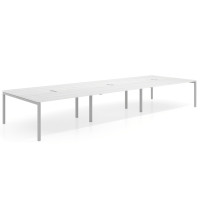 Mesa para coworking Kube triple, encimera continua fondo 166 cm, estructura aluminio - ALBO, 480x166