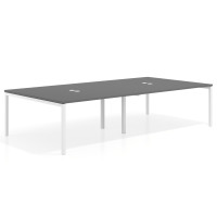 Mesa para coworking Kube doble, encimera continua fondo 166 cm, estructura blanca - GRIS TORMENTA, 320x166