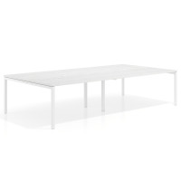 Mesa para coworking Kube doble, encimera continua fondo 166 cm, estructura blanca - ALBO, 320x166