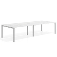 Mesa oficina multipuesto bench doble Kube, fondo 126 cm, estructura aluminio - ALBO, 280x126