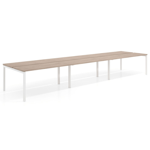 Mesa oficina multipuesto bench triple Kube, fondo 126 cm, estructura blanco - 360x126