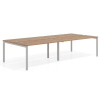 Mesa oficina multipuesto bench doble Kube, fondo 142cm, estructura aluminio - NATURALE, 320x142