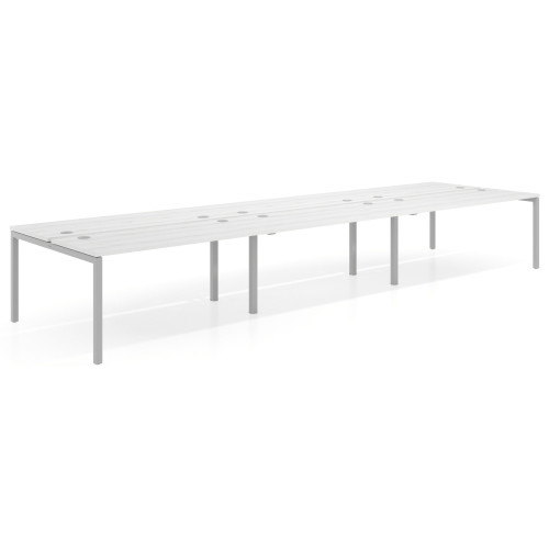 Mesa oficina multipuesto bench triple Kube, fondo 142cm, estructura aluminio - 300x142