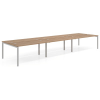 Mesa oficina multipuesto bench triple Kube, fondo 142cm, estructura aluminio - NATURALE, 480x142
