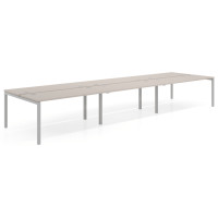 Mesa oficina multipuesto bench triple Kube, fondo 142cm, estructura aluminio - GRIS TORMENTA, 420x142