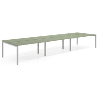 Mesa oficina multipuesto bench triple Kube, fondo 142cm, estructura aluminio - ALBO, 420x142