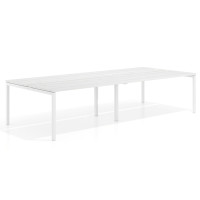 Mesa oficina multipuesto bench doble Kube, fondo 142cm, estructura blanco - ALBO, 280x142