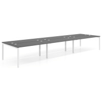 Mesa oficina multipuesto bench triple Kube, fondo 142cm, estructura blanco - GRIS TORMENTA, 420x142