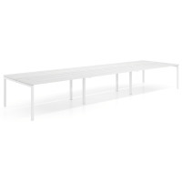 Mesa oficina multipuesto bench triple Kube, fondo 142cm, estructura blanco - ALBO, 420x142