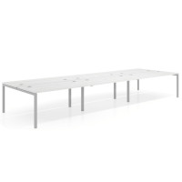 Mesa oficina multipuesto bench Kube triple, fondo 166 cm, estructura aluminio - ALBO, 420x166