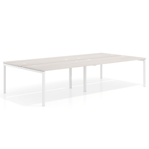 Mesa oficina multipuesto bench Kube doble, fondo 166 cm, estructura blanco - 240x166
