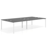 Mesa oficina multipuesto bench Kube doble, fondo 166 cm, estructura blanco - GRIS TORMENTA, 280x166