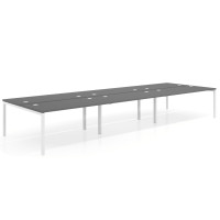 Mesa oficina multipuesto bench Kube triple, fondo 166 cm, estructura blanco - GRIS TORMENTA, 420x166