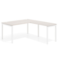 Mesa de oficina en L Kube fondo 80cm con ala, estructura blanca - CALIFORNIA, 140x180